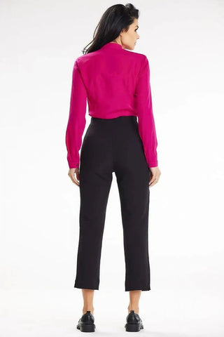 Awama stand-up blouse with long sleeves and a heart neckline