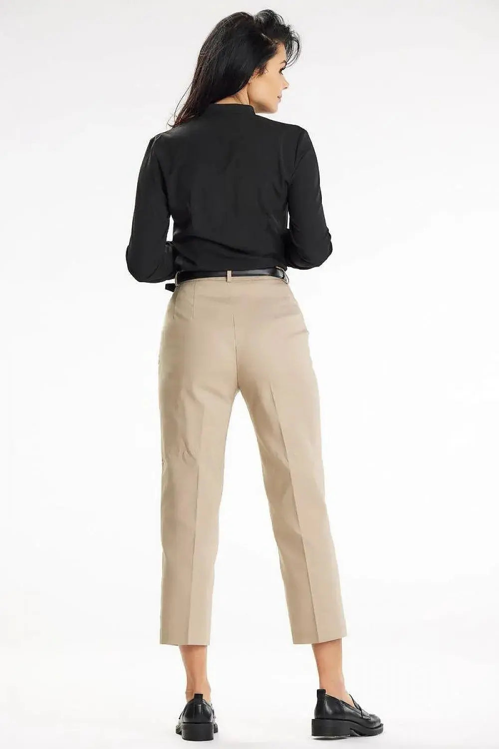 Awama stand-up blouse with long sleeves and a heart neckline