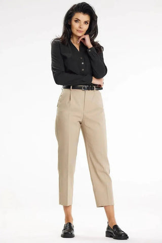 Awama stand-up blouse with long sleeves and a heart neckline