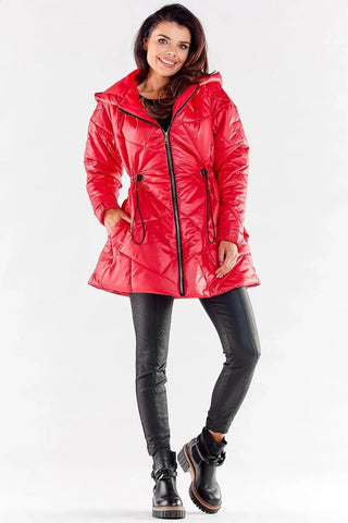 Awama zippered quilted jacket with hood