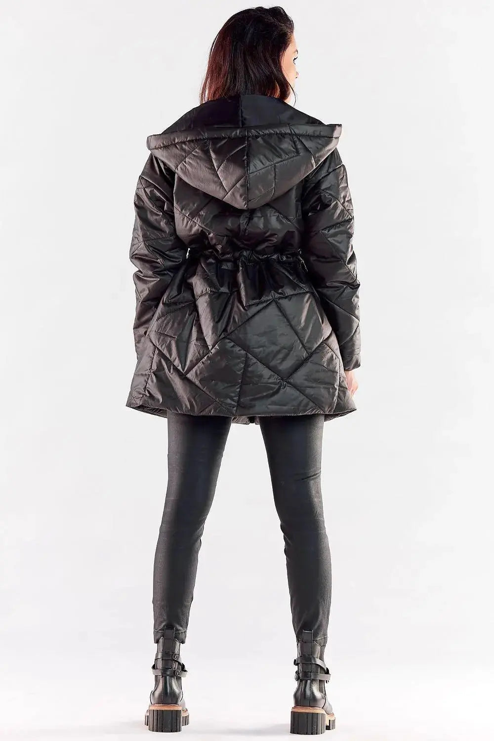 Awama zippered quilted jacket with hood