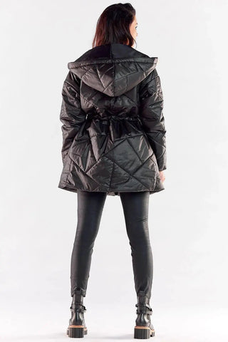 Awama zippered quilted jacket with hood