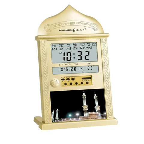 Azan Calendar Muslim Prayer Wall Clock Alarm with LCD Display Home Decoration Table Clocks for Bedroom Living Room