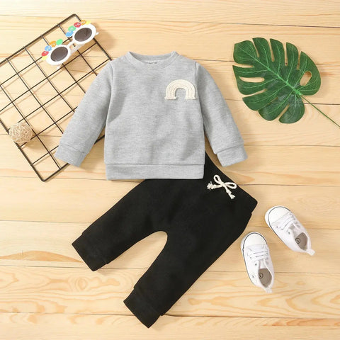 Baby Clothes Newborn Girl Boy 2Pcs Cotton Rainbow Fall Outfits Girls Clothing Suit
