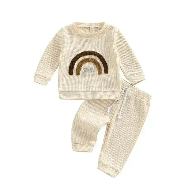 Baby Clothes Newborn Girl Boy 2Pcs Cotton Rainbow Fall Outfits Girls Clothing Suit