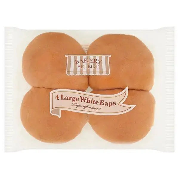 Bakery Select 4 Large White Baps