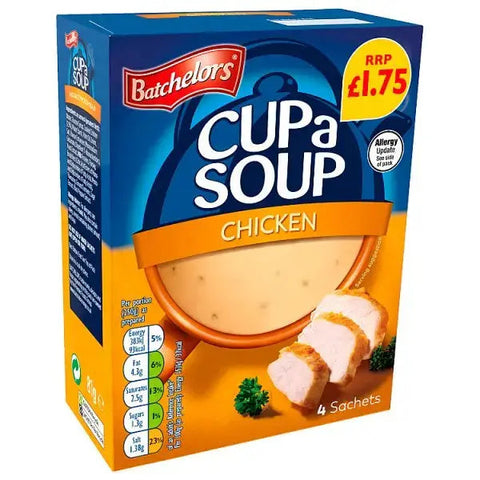 Batchelors Cup a Soup Chicken 4 Instant Soup Sachets 81g  (Case of 9)