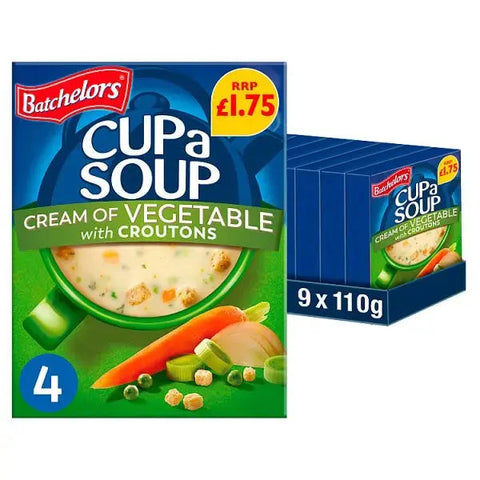Batchelors Cup a Soup Cream of Vegetable 4 Instant Soup Sachets 122g (Case of 9)