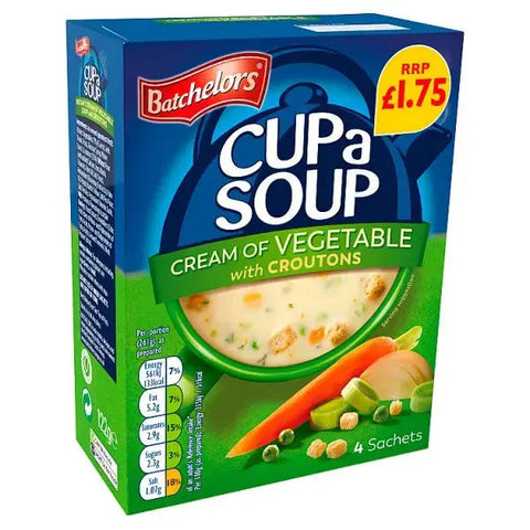 Batchelors Cup a Soup Cream of Vegetable 4 Instant Soup Sachets 122g (Case of 9)