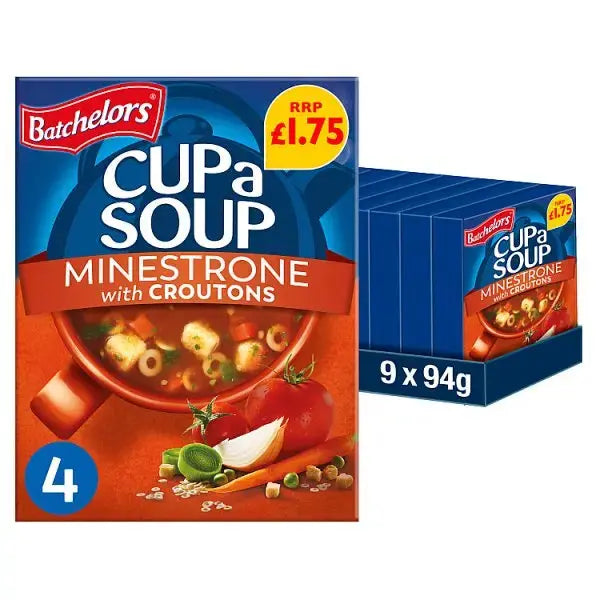 Batchelors Cup a Soup Minestrone with Croutons 4 Instant Soup Sachets 94g (Case of 9)
