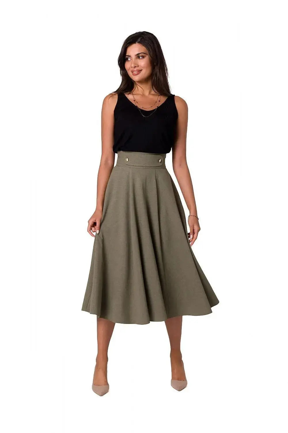 BeWear high waist and decorative buttons midi skirt