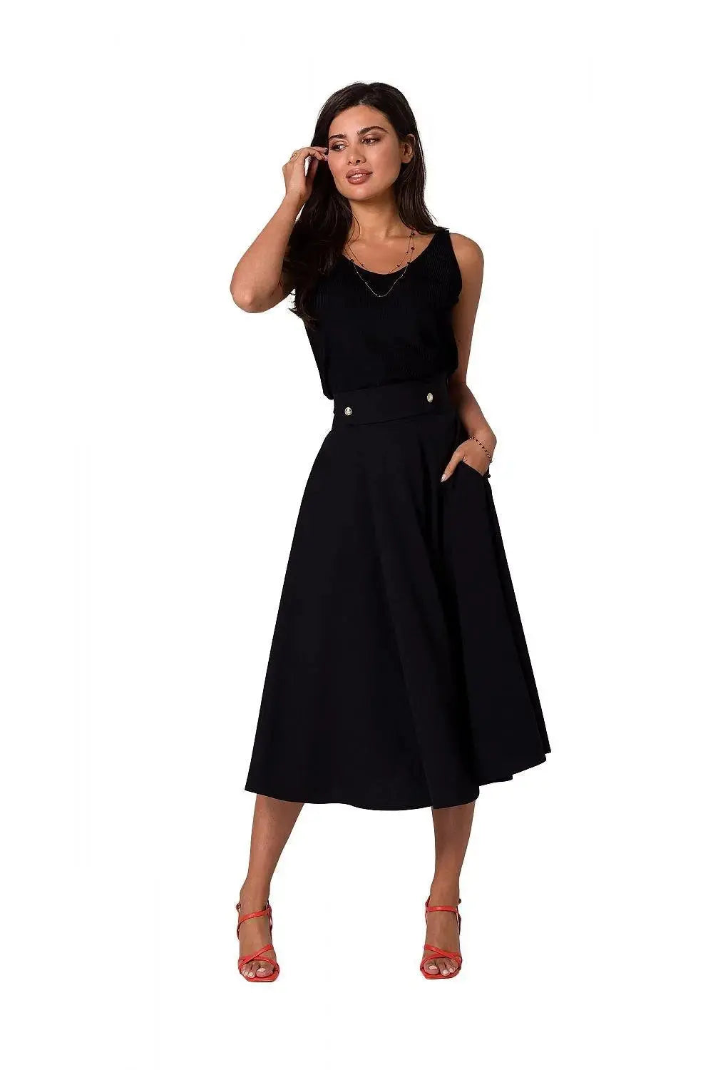 BeWear high waist and decorative buttons midi skirt