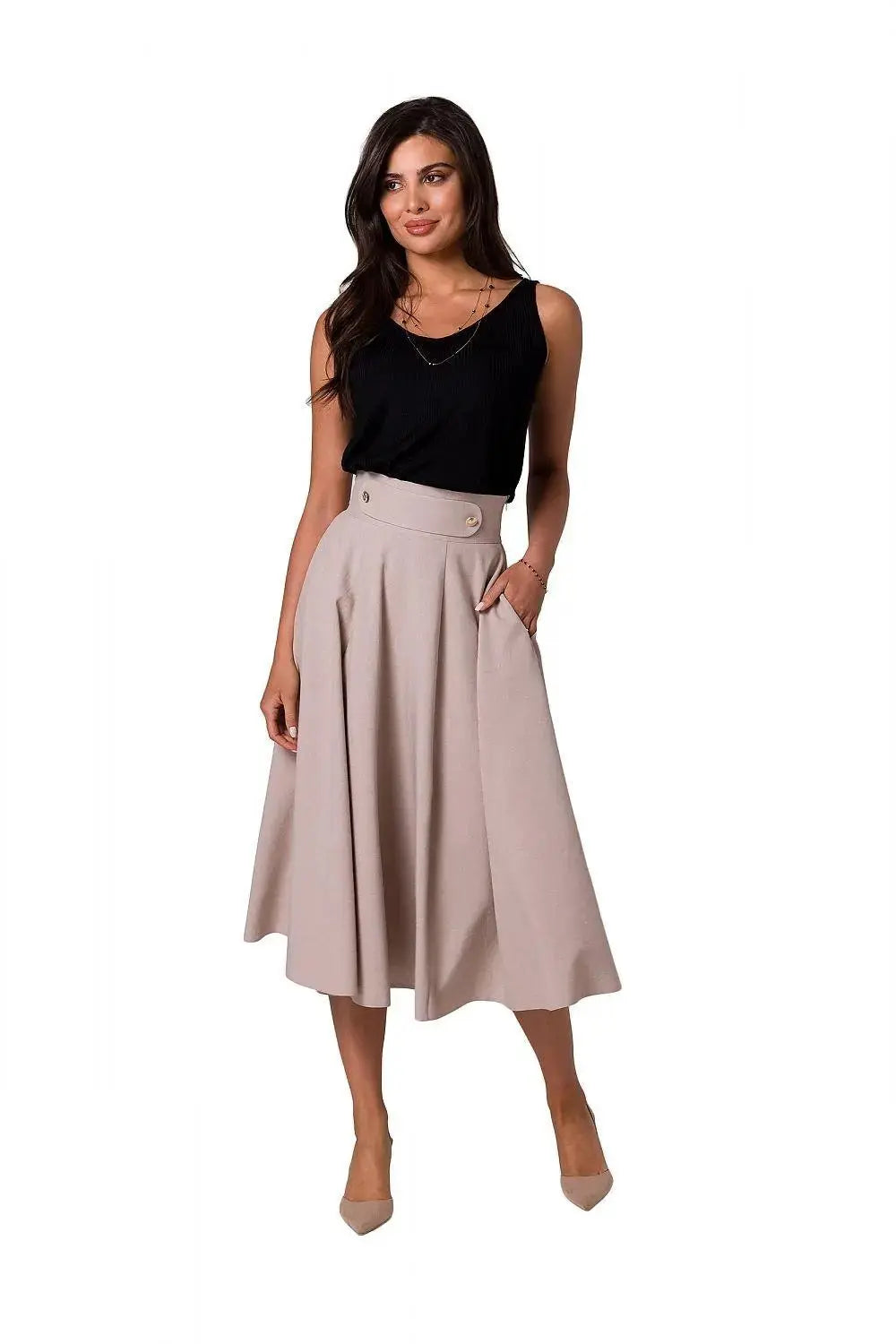 BeWear high waist and decorative buttons midi skirt