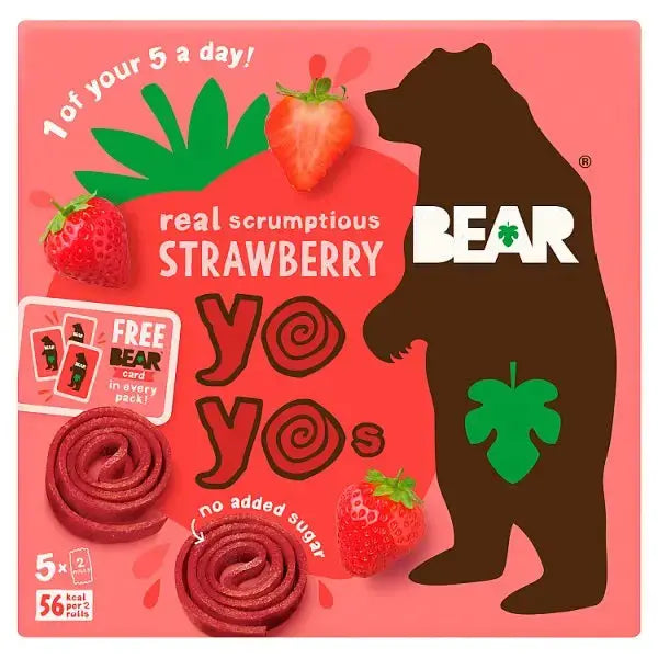 Bear Yoyos Real Fruit Scrumptious Strawberry 5 x 20g (Case of 6)