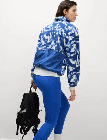 Borg Printed Funnel Neck Zip Up Fleece Jacket