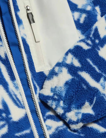Borg Printed Funnel Neck Zip Up Fleece Jacket