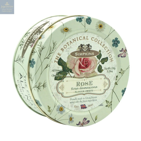 Botanical tin of rose flavour travel sweets Jag Couture Chocolates