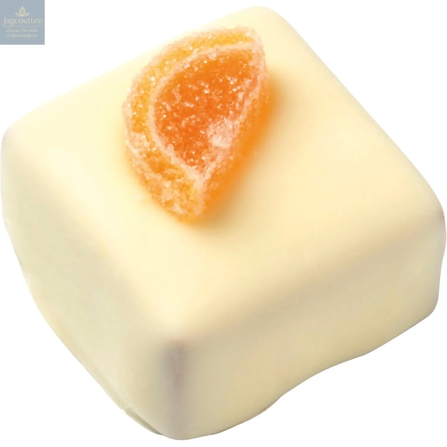 Bouche orange white - orange ganache topped with orange 24g - Jag Couture Chocolates