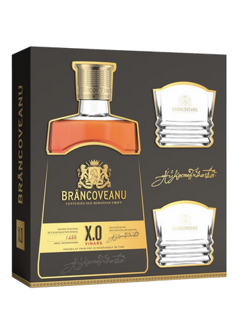 Brancoveanu XO Brandy (Vinars) with two glasses 700ml