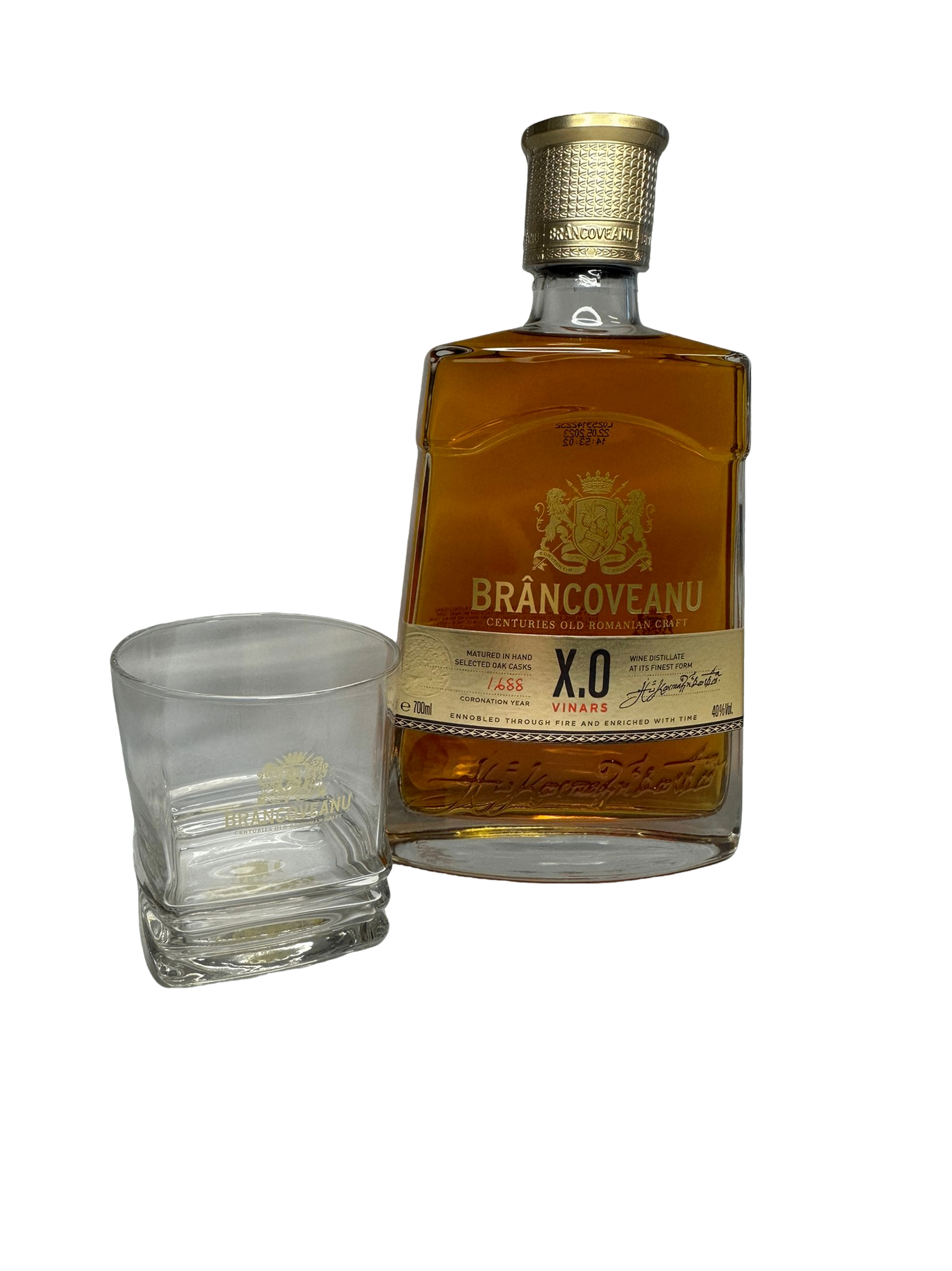 Brancoveanu XO Brandy (Vinars) with two glasses 700ml
