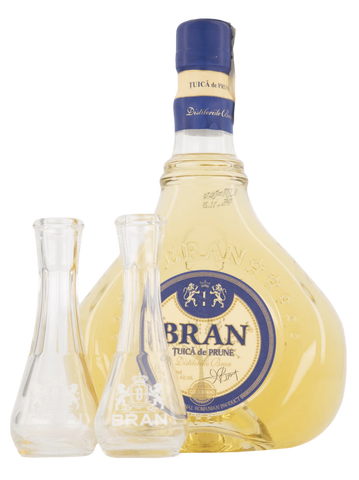 Bran Plum Schnapps (Tuica prune) with two glasses 700ml