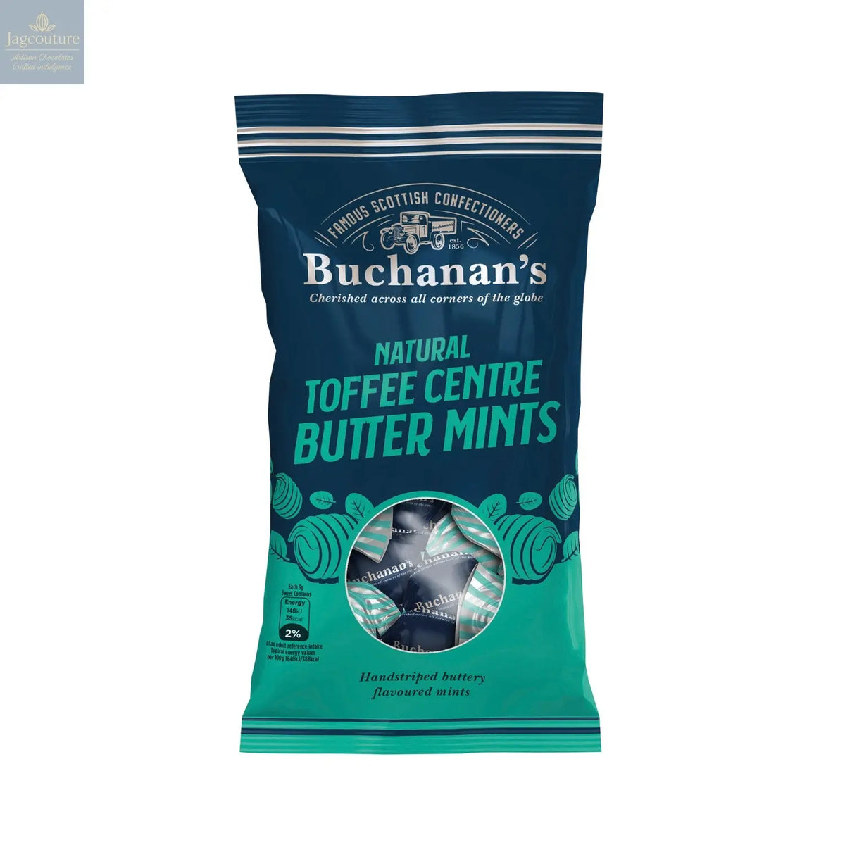 Buchanan's bag of Natural Toffee Centre Butter Mints Jag Couture Chocolates