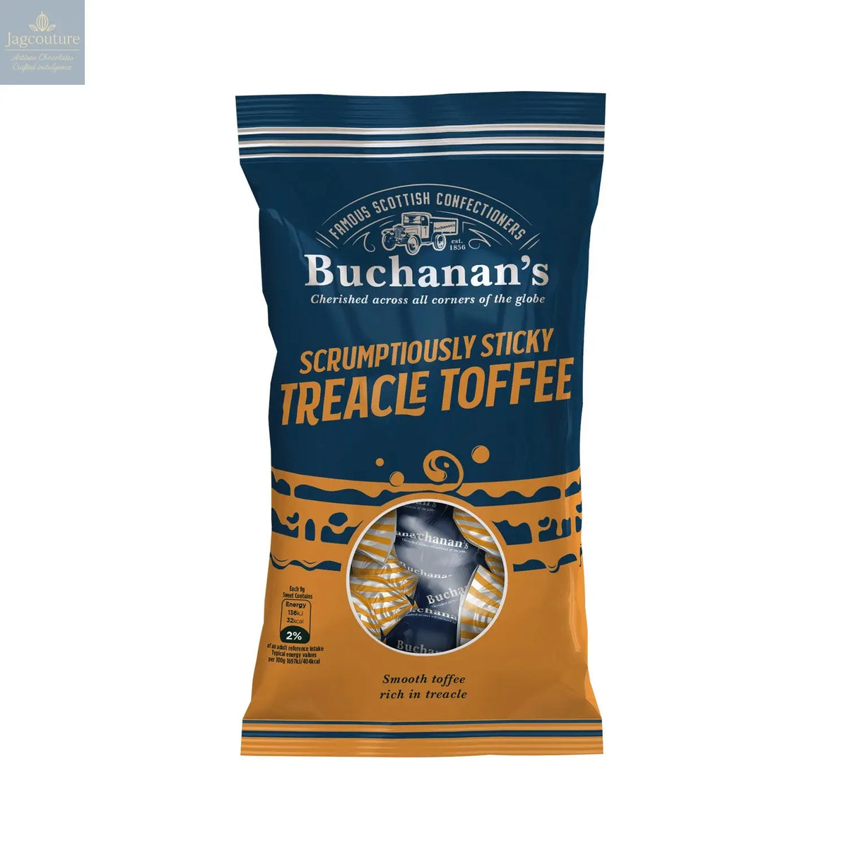 Buchanan's bag of Scrumptiously Sticky Treacle Toffee Jag Couture Chocolates