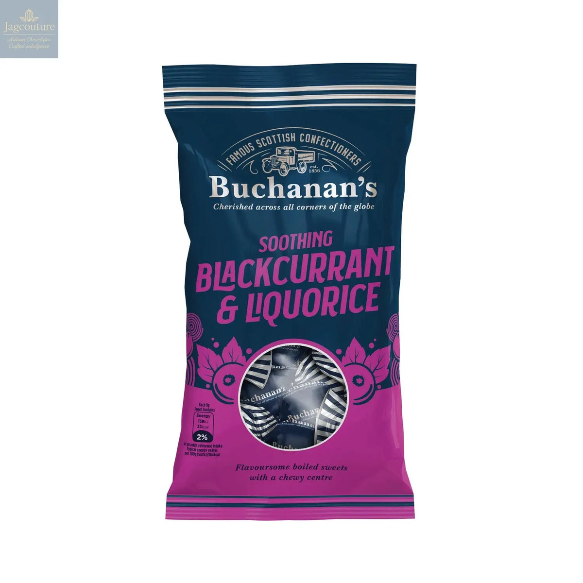 Buchanan's bag of Soothing Blackcurrant & Liquorice Jag Couture Chocolates