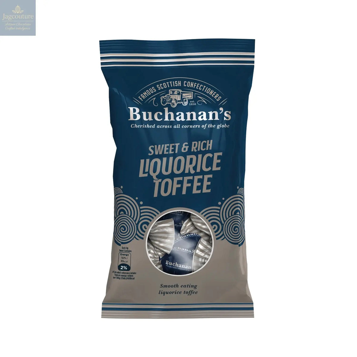 Buchanan's bag of Sweet & Rich Liquorice Toffees Jag Couture Chocolates