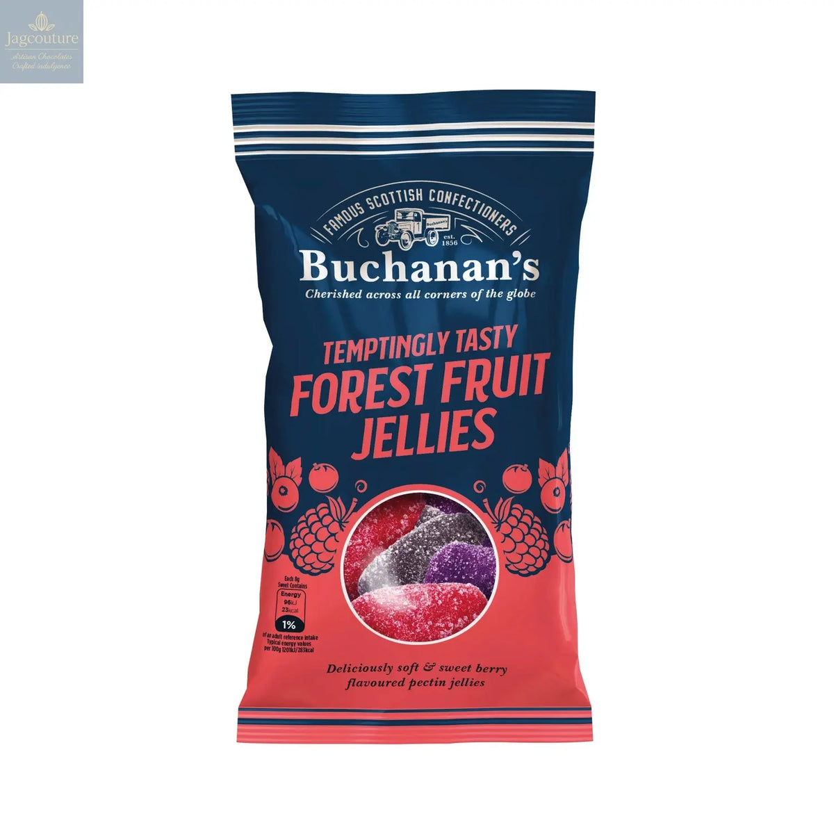 Buchanan's bag of Temptingly Tasty Forest Fruit Jellies Jag Couture Chocolates