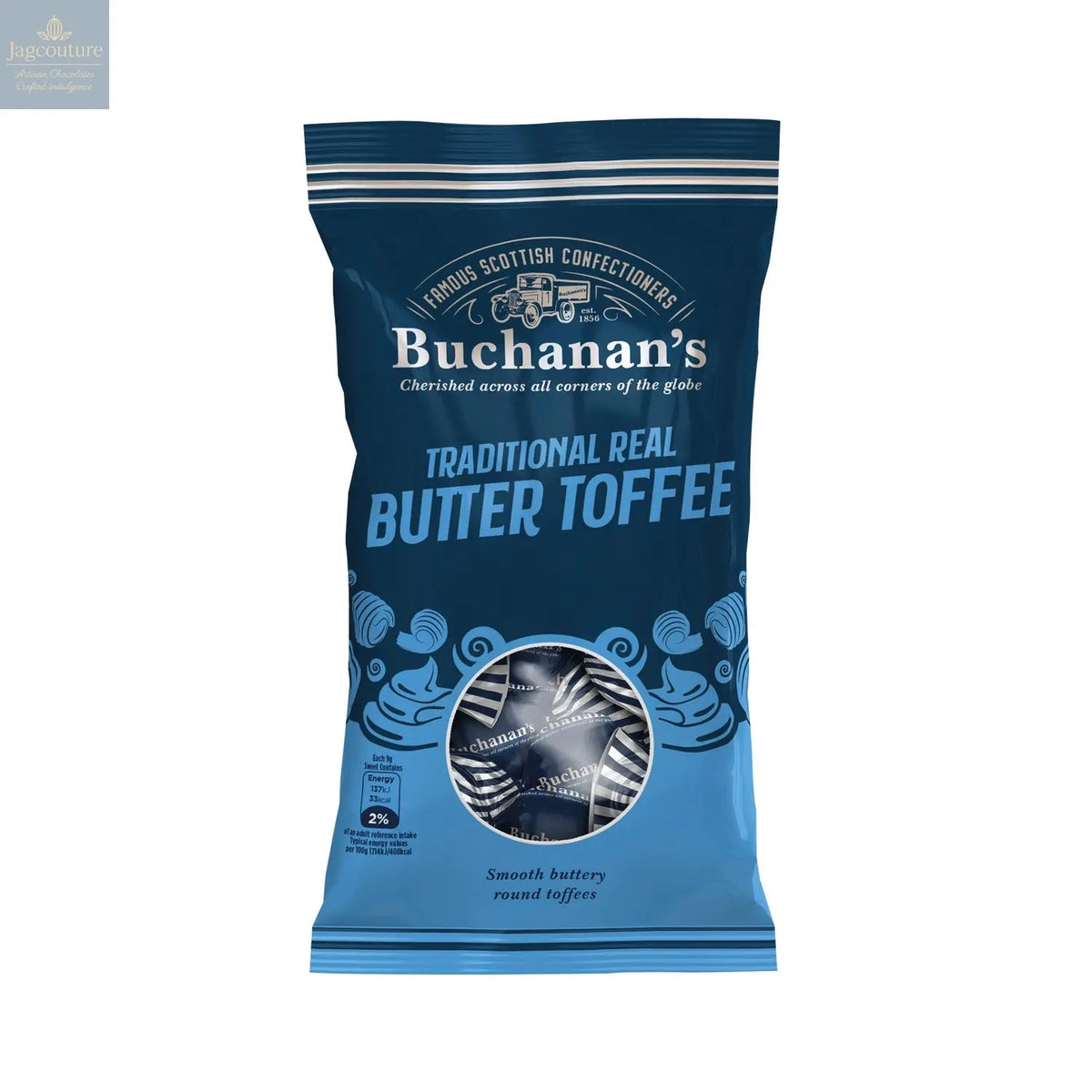 Buchanan's bag of Traditional Real Butter Toffees Jag Couture Chocolates