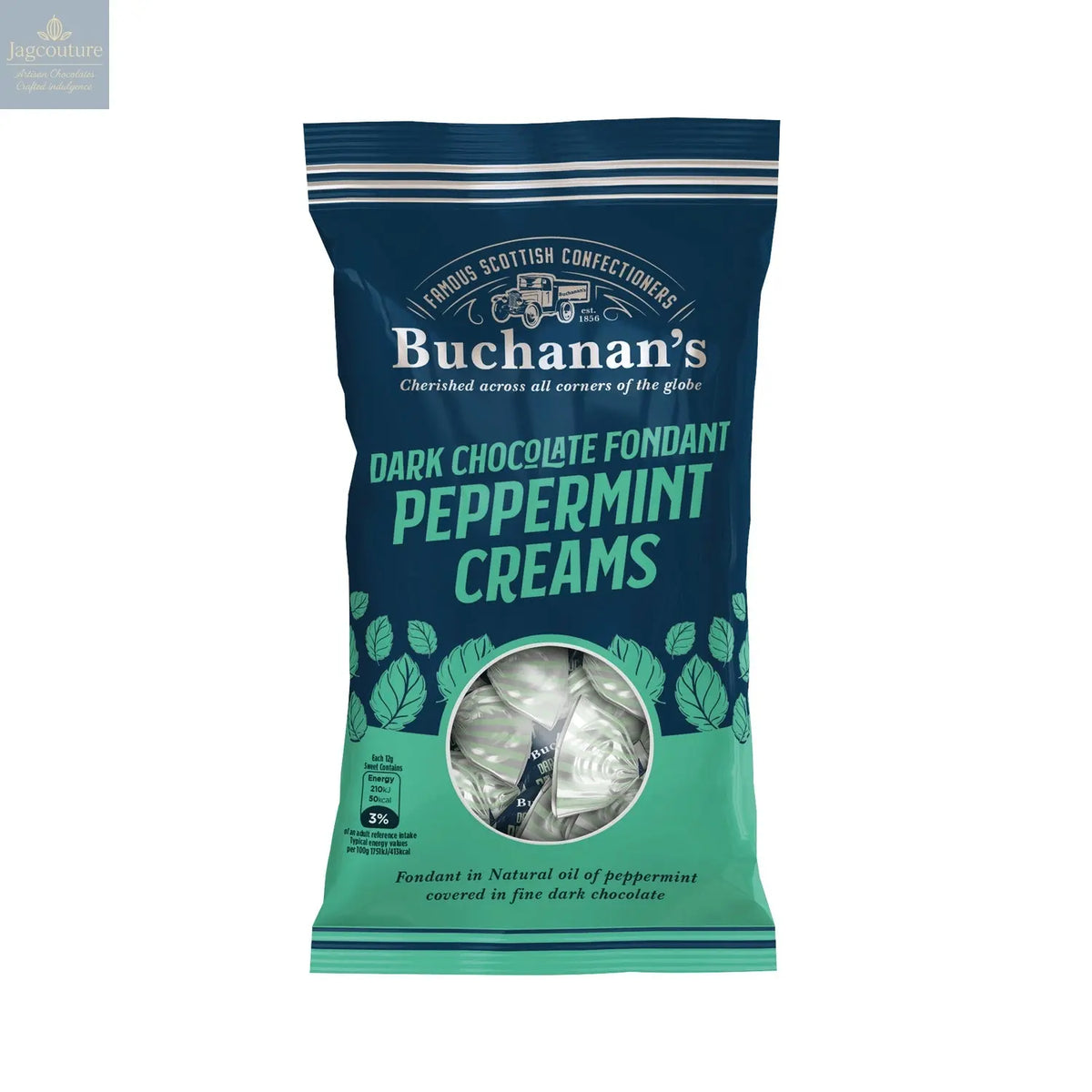 Buchanan's bag of dark chocolate Peppermint Creams Jag Couture Chocolates