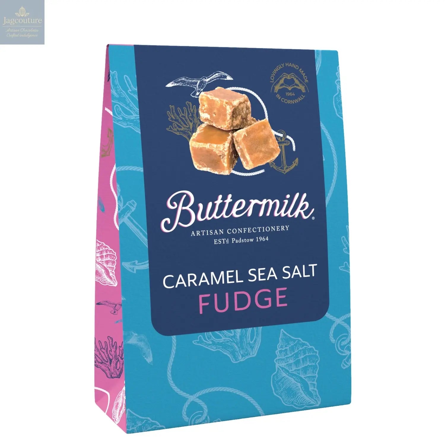 Buttermilk crumbly caramel sea salt fudge in sharing box Jag Couture Chocolates