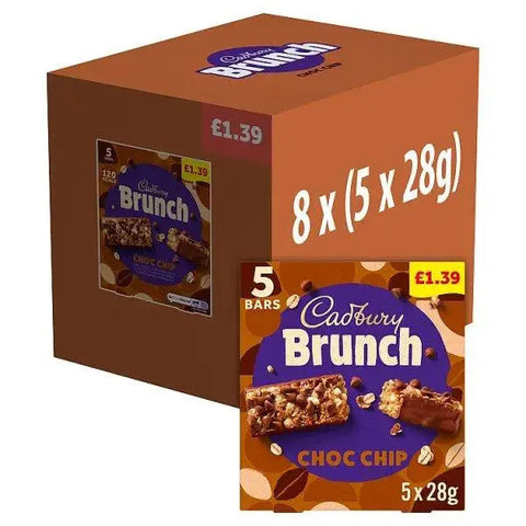 Cadbury Brunch Bar Choc Chip 5 Pack 140g (Case of 8)
