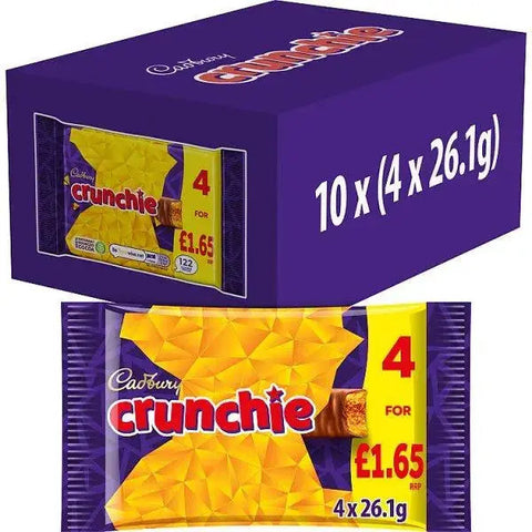 Cadbury Crunchie Chocolate Bar 4 Pack Multipack 104.4g (Case of 10)