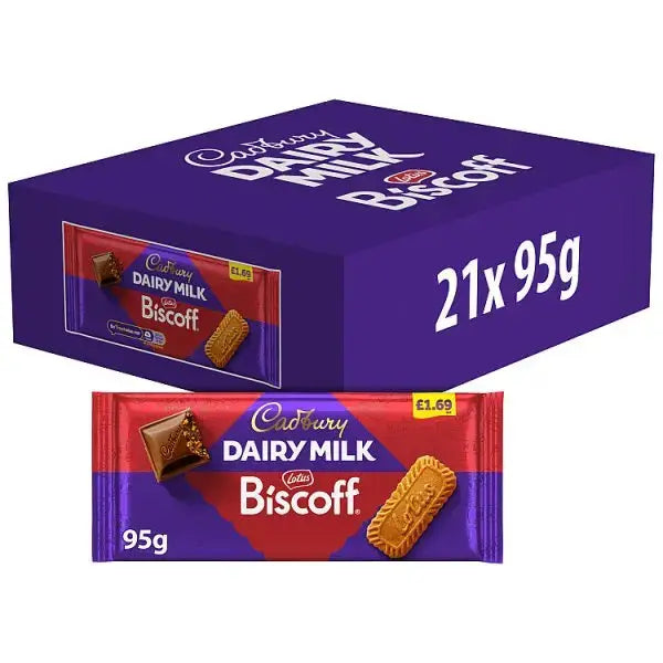 Cadbury Dairy Milk Biscoff Biscuit Chocolate Bar 95g (Case of 21)
