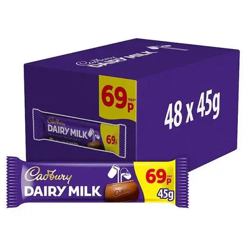 Cadbury Dairy Milk Chocolate Bar 69p PMP 45g (Case of 48)