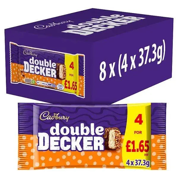 Cadbury Double Decker Chocolate Bar 4 Pack Multipack 149.2g (Case of 8)