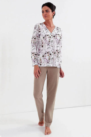Cana unbuttoned blouse and long pants womens pajamas