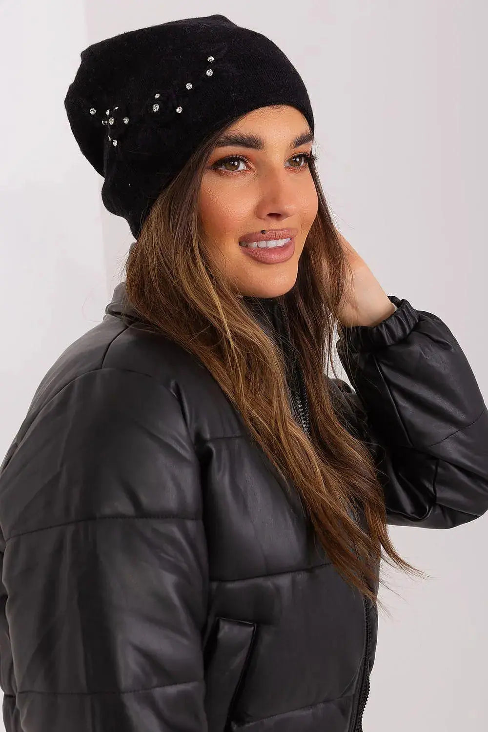 Women's Warm Winter Hat – Smooth Knit with Side Appliqué