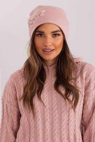 Women's Warm Winter Hat – Smooth Knit with Side Appliqué