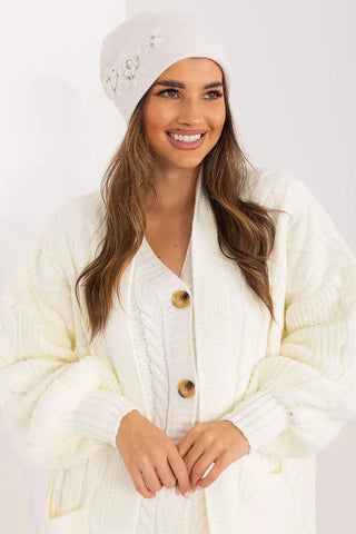 Women's Warm Winter Hat – Smooth Knit with Side Appliqué