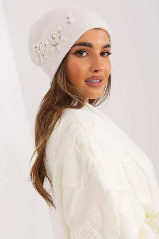 Women's Warm Winter Hat – Smooth Knit with Side Appliqué