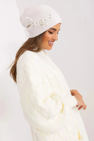 Women's Warm Winter Hat – Smooth Knit with Side Appliqué