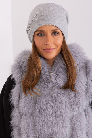 Women's Warm Winter Hat – Smooth Knit with Side Appliqué