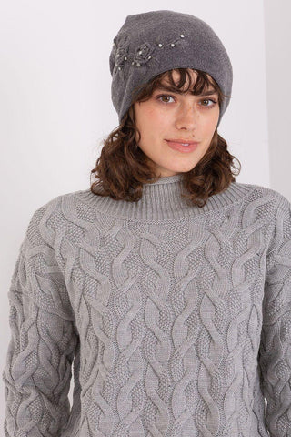 Women's Warm Winter Hat – Smooth Knit with Side Appliqué