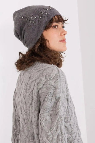 Women's Warm Winter Hat – Smooth Knit with Side Appliqué