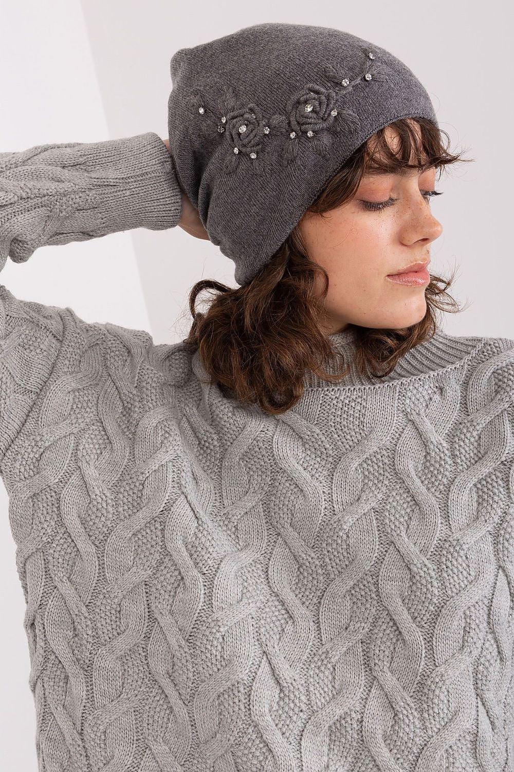 Women's Warm Winter Hat – Smooth Knit with Side Appliqué
