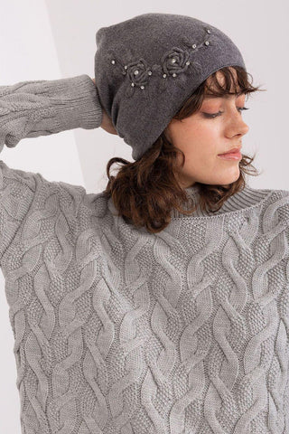 Women's Warm Winter Hat – Smooth Knit with Side Appliqué