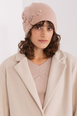 Women's Warm Winter Hat – Smooth Knit with Side Appliqué
